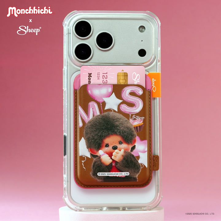 sheep phone wallet monchhichi ที่ใส่บัตร magsafe ม่อนชิชิ สีน้ำตาล ชมพู card holder มอนชิชิ accessories