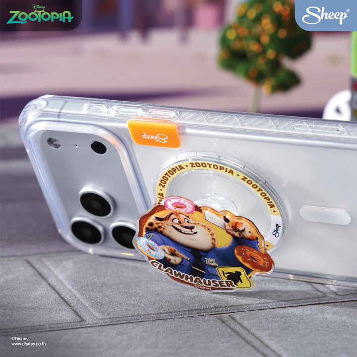 clawhauser zootopia ที่แปะมือถือ เสือ ซูโทเปีย magsafe griptok สีส้ม ลายน่ารัก