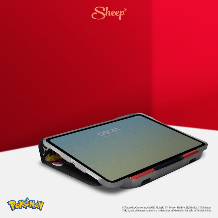 ลิขสิทธิ์แท้ iPad Case เคส Pokémon โปเกมอน Pikachu พิคาชู เคส กันงอ  ไอแพด สี ดำ น่ารัก ปลอกปากกา