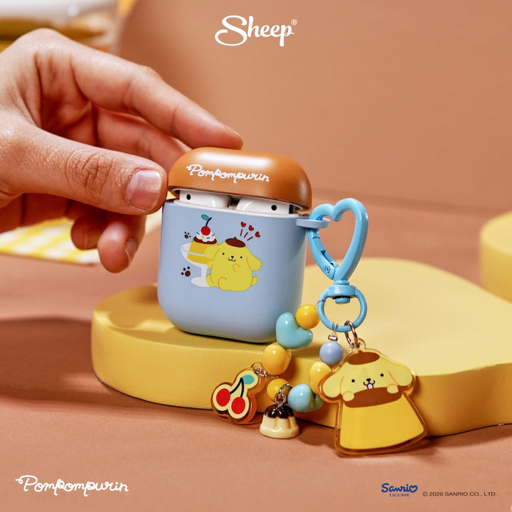 pompompurin airpods case พร้อมส่ง ลิขสิทธิ์แท้ sanrio เคสแอร์พอด ปอมปอมปุริน สีฟ้า น้ำตาล แถม พวงกุญแจ keyring