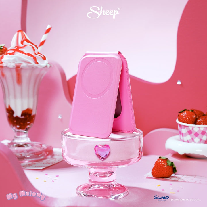 ที่ใส่บัตร แปะมือถือ ตั้งได้ my melody sanrio phone accessories มายเมโลดี้ ลิขสิทธิ์แท้ ซานริโอ้ สีชมพู wallet stand