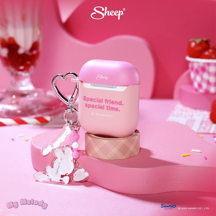 airpods case my melody เคสแอร์พอด มายเมโลดี้ 4 pro 3 สีชมพู ลิขสิทธิ์แท้ sanrio ซานริโอ้ พร้อมส่ง แถม พวงกุญแจ keyring