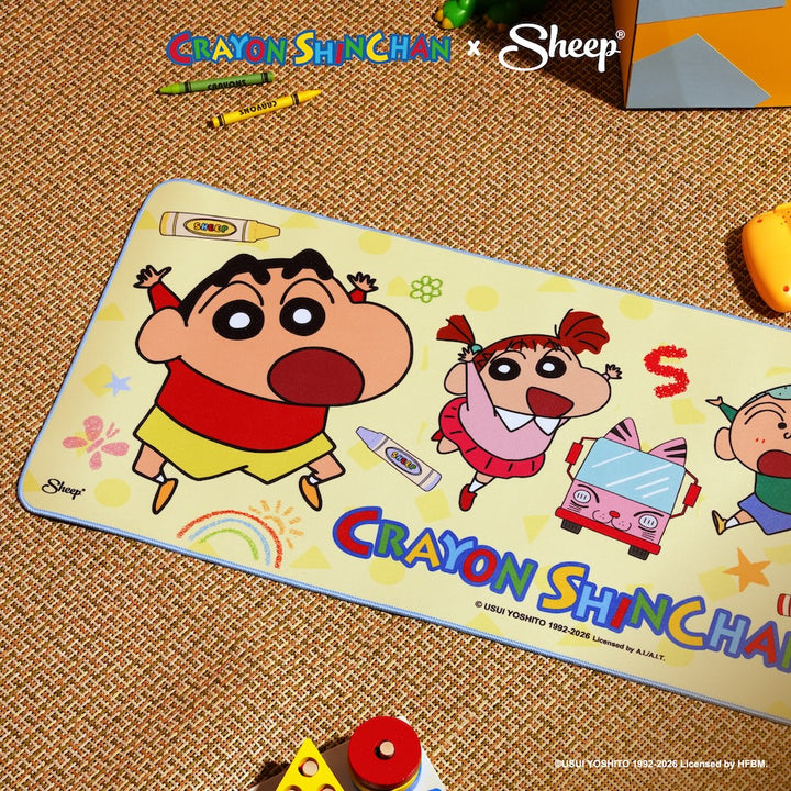 Mouse Pad ชินจัง แผ่นรองเมาส์ ใหญ่ Crayon Shinchan สีเหลือง ดีไซน์ Friends ของแต่งโต๊ะ ลิขสิทธิ์แท้