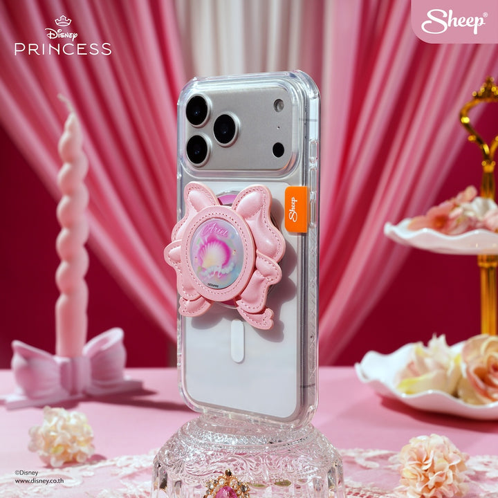 Ariel ที่แปะมือถือ case เคส MagSafe Phone Grip ลิขสิทธิ์แท้ Disney Princess เจ้าหญิง Bow แอเรียล แม่เหล็ก โบว์ สีชมพู