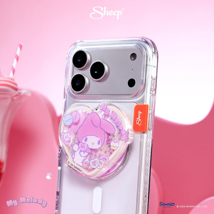 ที่แปะมือถือ มายเมโลดี้ ใช้คู่เคส my melody sanrio ลิขสิทธิ์แท้ phone accessories ซานริโอ้ สีชมพู griptok magsafe เขย่าได้