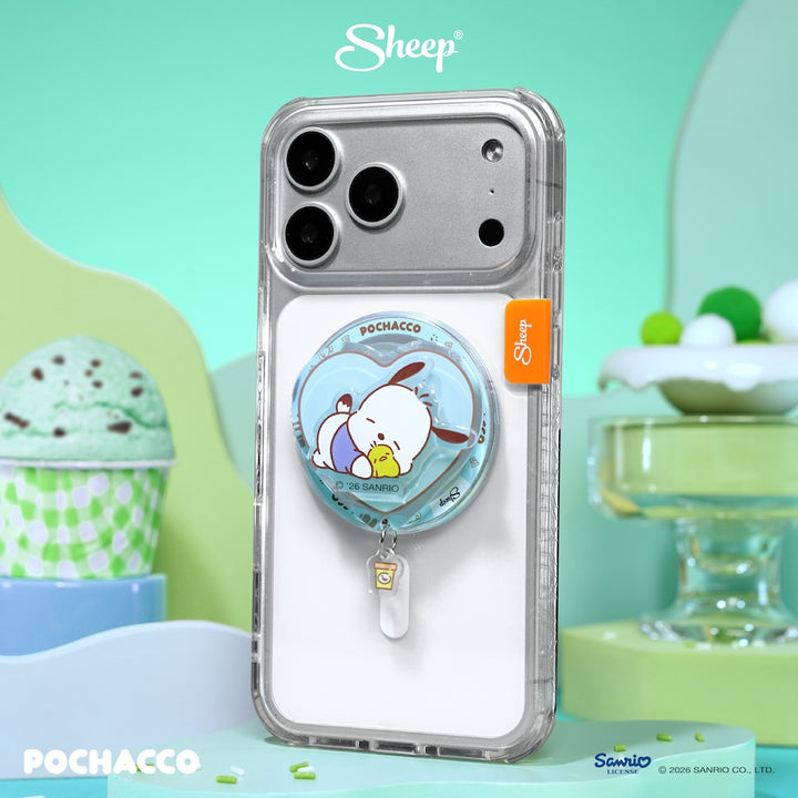 pochacco phone accessories ใช้คู่เคส sanrio ที่แปะมือถือ magsafe สีเขียว โปเชโกะ ลิขสิทธิ์แท้ หมุน ได้ sheep griptok