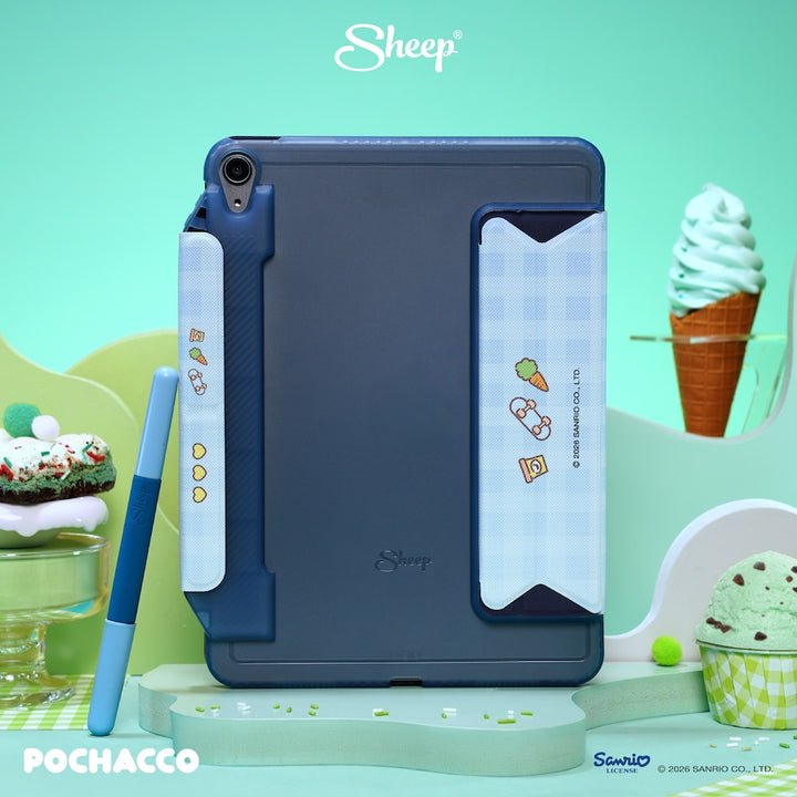 ipad case sanrio เคสไอแพด โปเชโกะ กันกระแทก กันงอ ลิขสิทธิ์แท้ sanrio สีเขียว ฟ้า แถม ปลอกปากกา ซานริโอ้ เคสโปเชโกะ