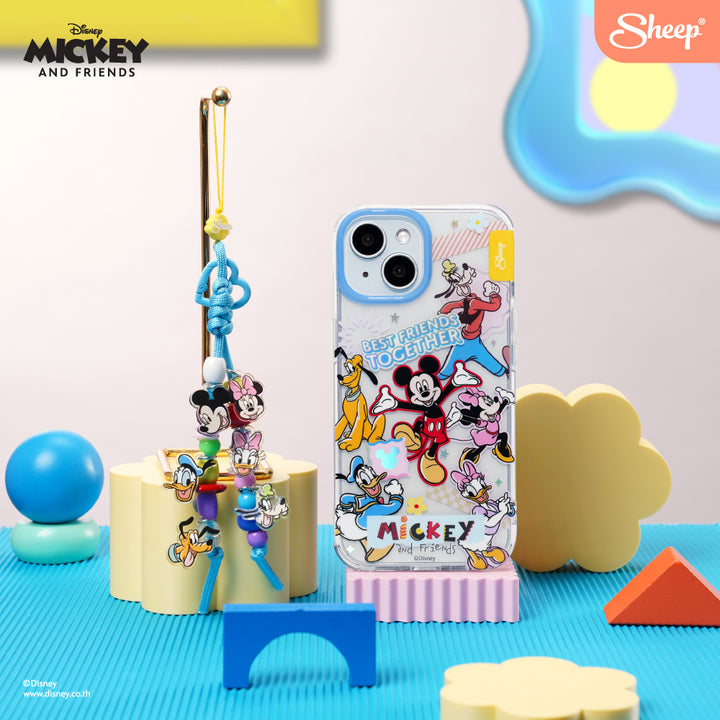 เคสไอโฟน มิคกี้ เมาส์ แบบใส สีฟ้า แถม สายห้อยมือถือ iPhone case mickey mouse