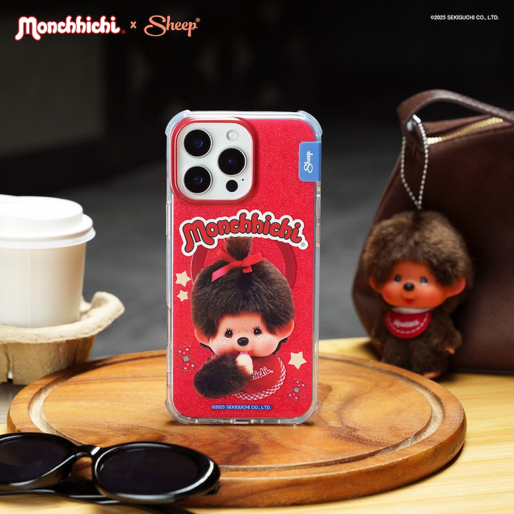 เคสม่อนชิชิ สีแดง ม่อนชิชิจัง แบบทึบ มีของแถม iphone case magsafe monchhichi ลายน่ารัก