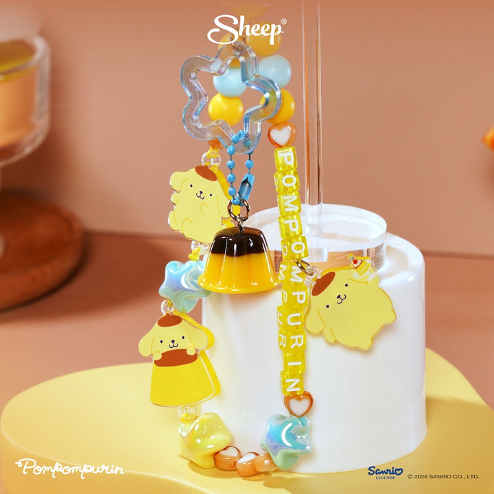 phone charm pompompurin สายห้อยมือถือ ปอมปอมปุริน ลูกปัด สีเหลือง ฟ้า ใช้คู่เคส sanrio ลิขสิทธิ์แท้ accessories