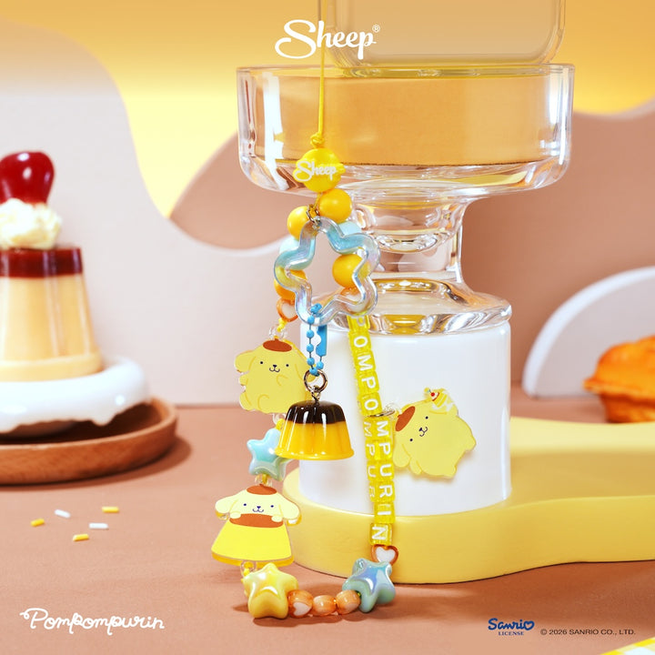 phone accessories pompompurin ใช้คู่เคส sanrio สายห้อยมือถือ ปอมปอมปูริน ลูกปัด สีเหลือง ฟ้า ลิขสิทธิ์แท้ charm ซานริโอ้
