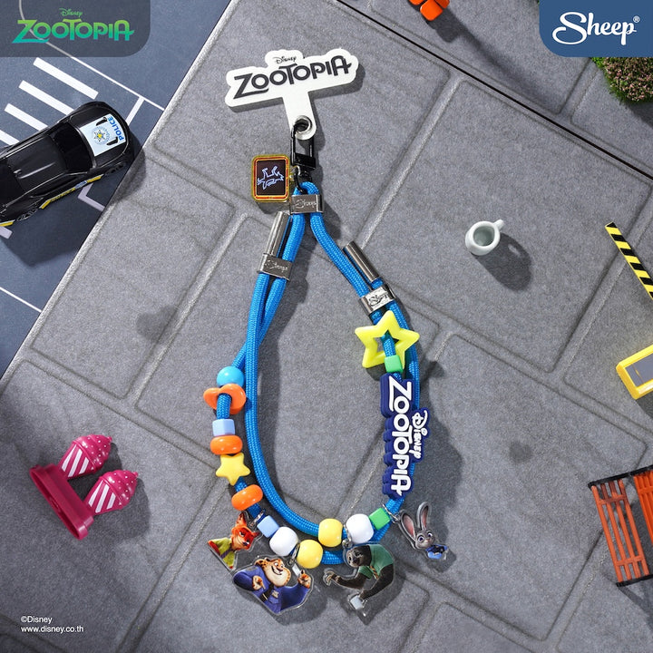 สายห้อยมือถือ แบบเชือก สีน้ำเงิน ซูโทเปีย charm zootopia ลิขสิทธิ์แท้ disney