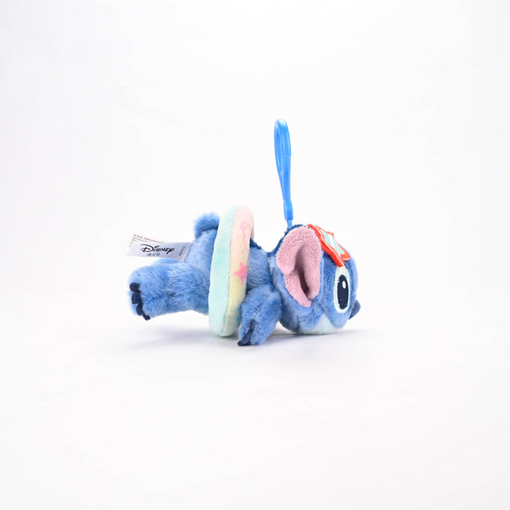 พวงกุญแจ ตุ๊กตา Stitch Disney Keychain สติทช์ นอน ห้อยกระเป๋า ลิขสิทธิ์แท้ ใส่ห่วงยาง แว่น