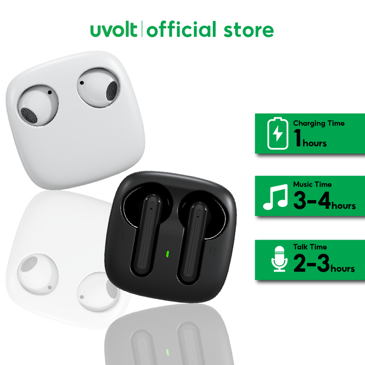 Uvolt หูฟังไร้สายพกพา หูฟังเบา หูฟังชาร์จเร็ว หูฟังคุยโทรศัพท์ หูฟังเสียงชัด หูฟัง iPhone