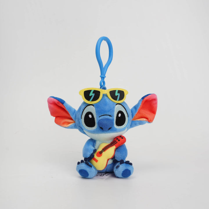พวงกุญแจ ตุ๊กตา ห้อยกระเป๋า Stitch Disney Keychain สติทช์ ดิสนีย์ ลิขสิทธิ์แท้ เล่นกีตาร์ ใส่แว่น