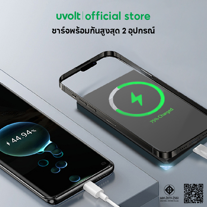 Power Bank MagSafe ไร้สาย Uvolt แบตสำรองแม่เหล็ก ชาร์จไว PD18W Wireless 15W