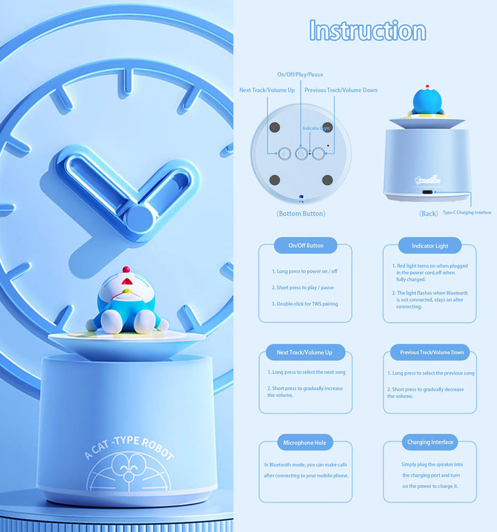 โดเรม่อน ลำโพง Speaker พกพา ง่าย โดราเอม่อน  Rock Doraemon