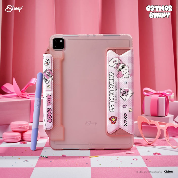 esther bunny license เคสไอแพดน่ารัก เคสแถมปลอกปากกา เคสไอแพดสีชมพู