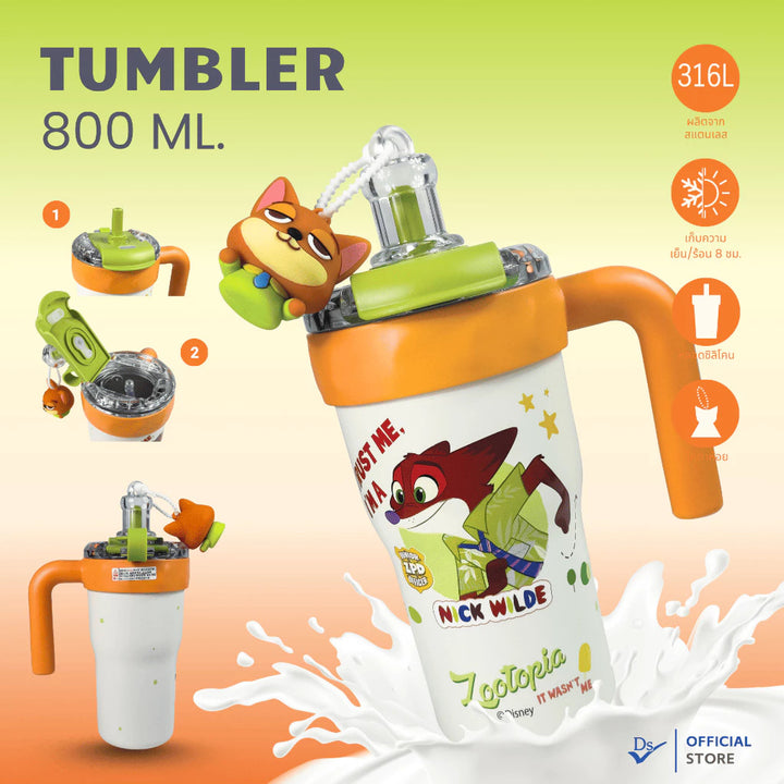 แก้วเก็บความเย็น Zootopia DISSING Tumbler แบบ Nick 800ml ลิขสิทธิ์แท้ Disney